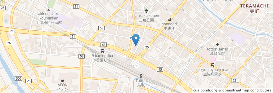 Mapa de ubicacion de 鳥取の地酒と魚　てんまり en 日本, 鳥取県, 鳥取市.