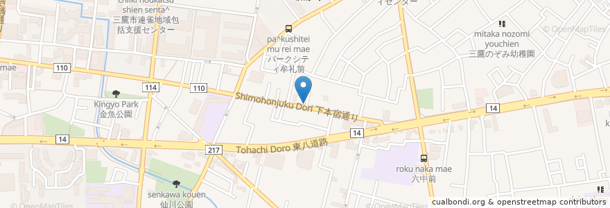 Mapa de ubicacion de 杉山薬局 en 일본, 도쿄도, 三鷹市.