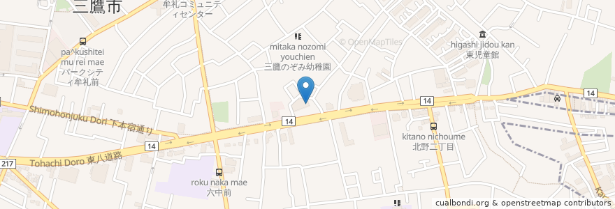 Mapa de ubicacion de サンドラッグ en 일본, 도쿄도, 三鷹市.