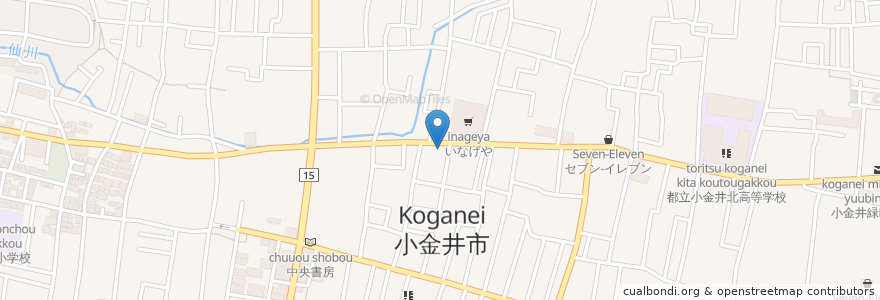 Mapa de ubicacion de 小金井市公民館 en 日本, 東京都, 小金井市.