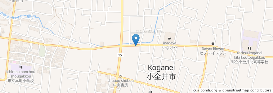 Mapa de ubicacion de 東洋堂　稲垣薬局 en Japão, Tóquio, 小金井市.