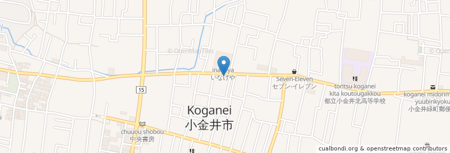 Mapa de ubicacion de 岩崎薬局 en Japón, Tokio, Koganei.