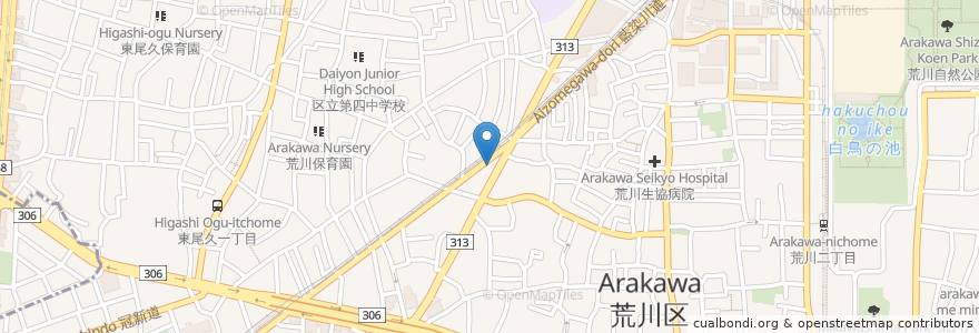 Mapa de ubicacion de 荒川区立子ども家庭支援センター en Japan, Tokio.