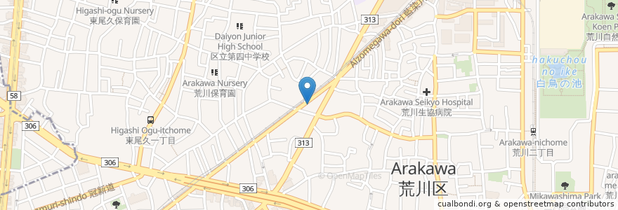 Mapa de ubicacion de パークアベニュー荒川第1 en 日本, 東京都.
