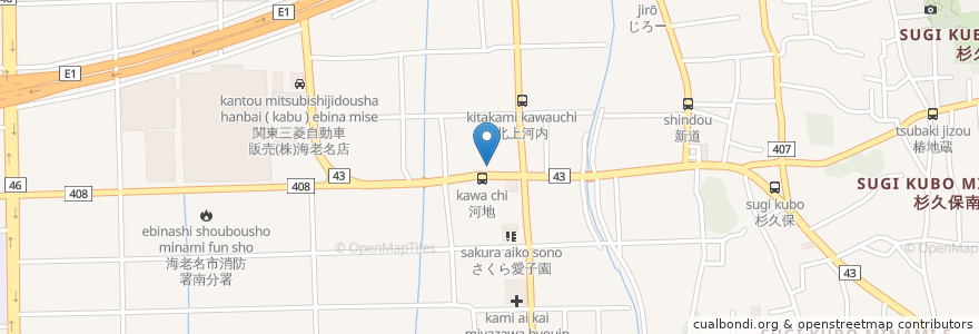 Mapa de ubicacion de すき家 en 日本, 神奈川県, 海老名市.