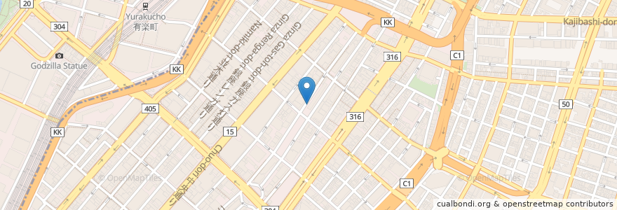 Mapa de ubicacion de 海鮮どんぶり銀はち 銀座店 en 日本, 東京都, 中央区.
