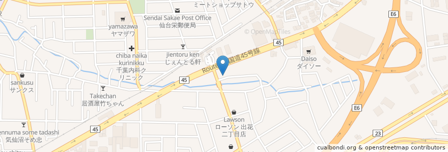 Mapa de ubicacion de 串焼楽酒 MOJA 中野栄店 en ژاپن, 宮城県, 仙台市, 宮城野区.
