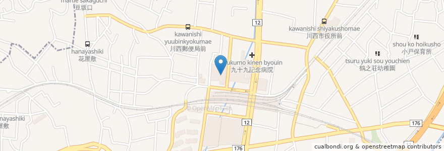 Mapa de ubicacion de ビーフィーズ en 日本, 兵库县/兵庫縣, 川西市.