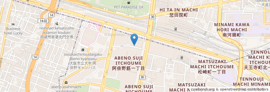 Mapa de ubicacion de 一風堂 en Japan, 大阪府, Osaka, 阿倍野区.