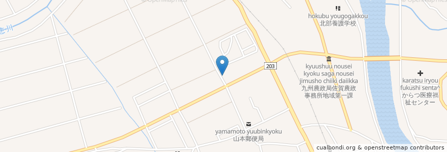 Mapa de ubicacion de あさひ薬局 en Япония, Сага, 唐津市.