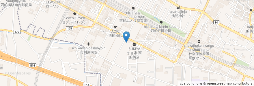 Mapa de ubicacion de マツモトキヨシ en Japonya, 千葉県, 船橋市.