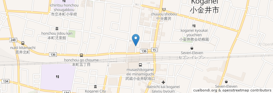 Mapa de ubicacion de そばうどん白樺 en Japon, Tokyo, 小金井市.