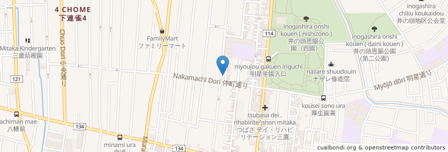 Mapa de ubicacion de 鎌田医院 en Japan, Tokio, 三鷹市.
