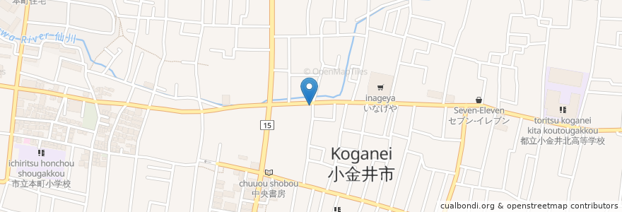 Mapa de ubicacion de 十魚や en Giappone, Tokyo, 小金井市.