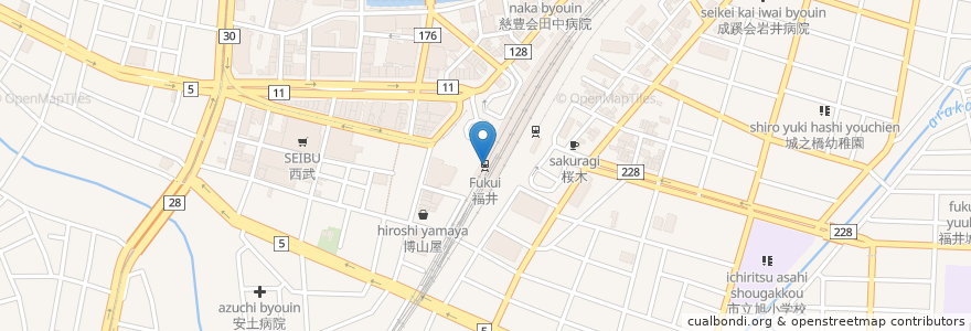 Mapa de ubicacion de おそばだうどんだ越前 en Япония, Фукуи, 福井市.