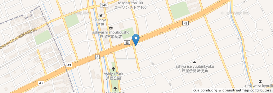 Mapa de ubicacion de Osterina da Giggi en Япония, Хёго, 芦屋市.