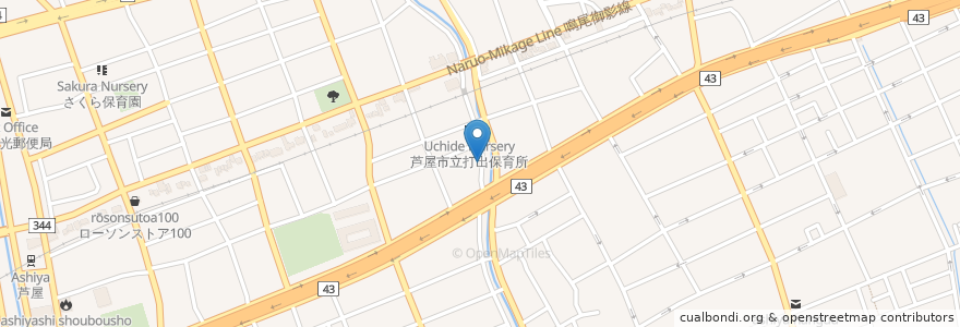 Mapa de ubicacion de 赫光寺 en Japonya, 兵庫県, 芦屋市.
