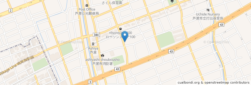 Mapa de ubicacion de 珈琲花 en 일본, 효고현, 芦屋市.