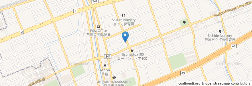 Mapa de ubicacion de バー カルマ en ژاپن, 兵庫県, 芦屋市.