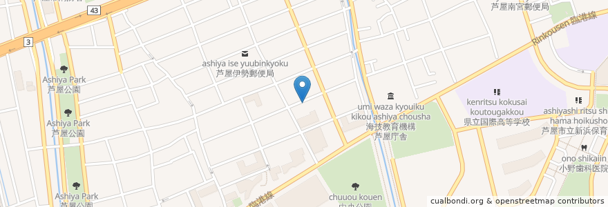 Mapa de ubicacion de ティールーム リーフ en 日本, 兵库县/兵庫縣, 芦屋市.