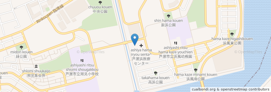 Mapa de ubicacion de 矢野眼科医院 en Jepun, 兵庫県, 芦屋市.