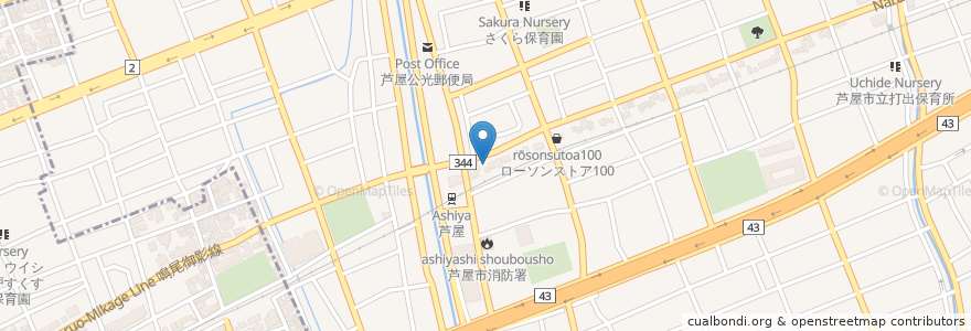 Mapa de ubicacion de ジョバンニ en 日本, 兵庫県, 芦屋市.