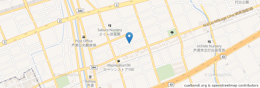 Mapa de ubicacion de カラオケ 夢華 en اليابان, 兵庫県, 芦屋市.