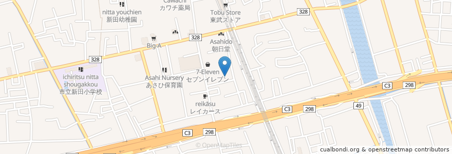 Mapa de ubicacion de 西倉歯科医院 en 日本, 埼玉県, 草加市.