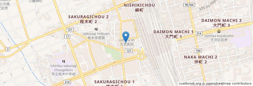 Mapa de ubicacion de かしら屋 en Japón, Prefectura De Saitama, Saitama, Omiya.