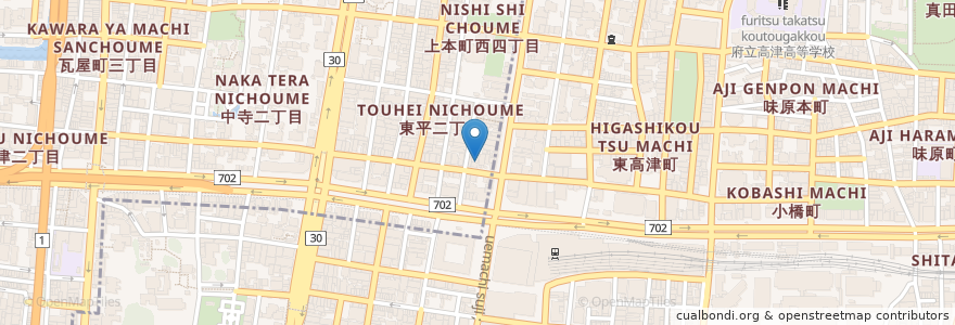 Mapa de ubicacion de けんぢ en Japan, Präfektur Osaka, 大阪市, 天王寺区, 中央区.