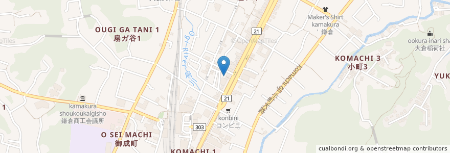 Mapa de ubicacion de 鎌倉キネマ堂 en 일본, 가나가와현, 鎌倉市.