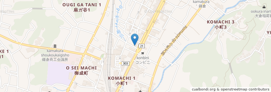 Mapa de ubicacion de 焼肉かまくら本店 en Japon, Préfecture De Kanagawa, 鎌倉市.