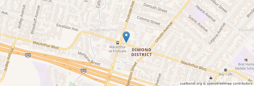 Mapa de ubicacion de Dimond Kitchen en États-Unis D'Amérique, Californie, Comté D'Alameda, Oakland.