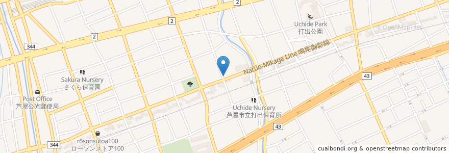 Mapa de ubicacion de 上住歯科医院 en 日本, 兵庫県, 芦屋市.