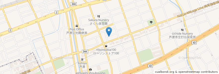 Mapa de ubicacion de サブライム en اليابان, 兵庫県, 芦屋市.