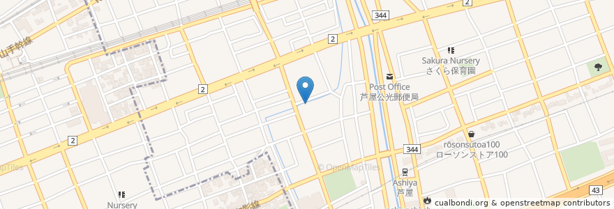 Mapa de ubicacion de 芦屋たいらクリニック en Japan, Hyogo Prefecture, Ashiya.