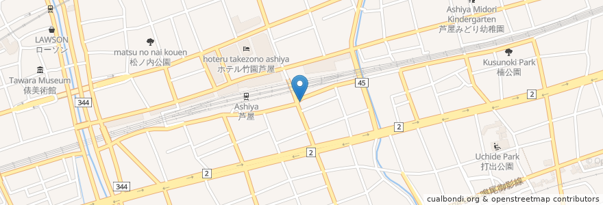 Mapa de ubicacion de 芦屋ぎんなん 芦屋本店 en 日本, 兵庫県, 芦屋市.