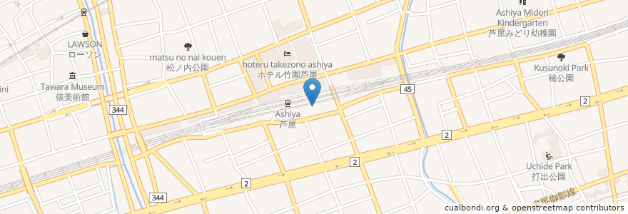 Mapa de ubicacion de おこわ米八 大丸芦屋店 en 일본, 효고현, 芦屋市.