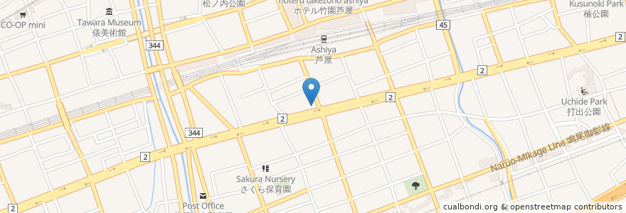 Mapa de ubicacion de 味喜園 en Japan, Hyogo Prefecture, Ashiya.