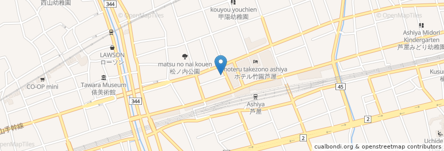 Mapa de ubicacion de 芦屋クラシカ en 日本, 兵庫県, 芦屋市.