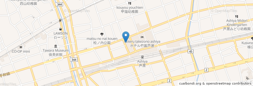Mapa de ubicacion de ロシン調剤薬局 en Japan, Hyogo Prefecture, Ashiya.