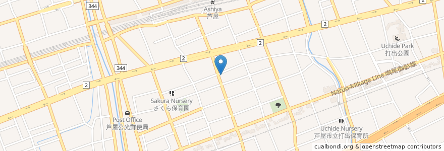 Mapa de ubicacion de SASAYAMA en ژاپن, 兵庫県, 芦屋市.