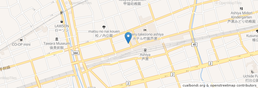 Mapa de ubicacion de Bottega Blue en Япония, Хёго, 芦屋市.