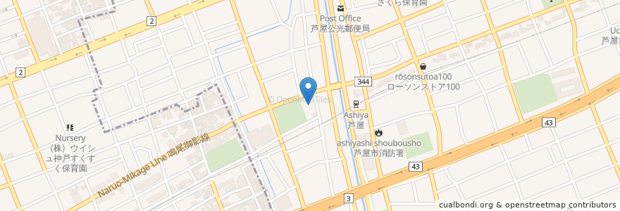 Mapa de ubicacion de Les芦屋 en 日本, 兵庫県, 芦屋市.