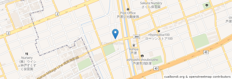 Mapa de ubicacion de 精道こども園 en Giappone, Prefettura Di Hyōgo, 芦屋市.