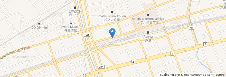 Mapa de ubicacion de アシヤ食堂 en Japón, Prefectura De Hyōgo, 芦屋市.
