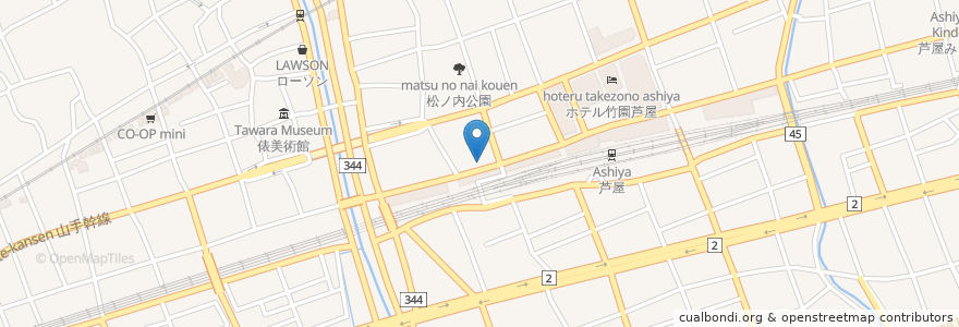 Mapa de ubicacion de 芦屋とり千 en Japan, Hyogo Prefecture, Ashiya.