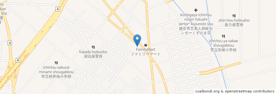 Mapa de ubicacion de くら寿司　越谷下間久里店 en 일본, 사이타마현, 越谷市.