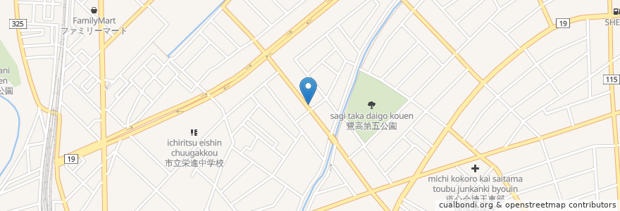 Mapa de ubicacion de 鷺後香取神社 en 日本, 埼玉県, 越谷市.