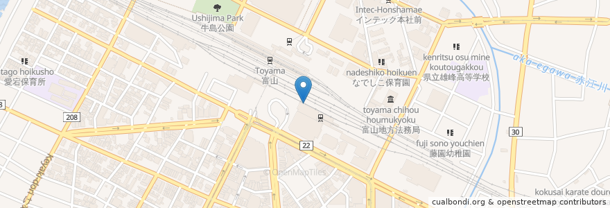 Mapa de ubicacion de 白えび亭富山駅 en Japão, 富山県, 富山市.
